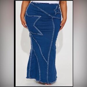 🔥Fashion Nova Distressed Denim Jean Skirt